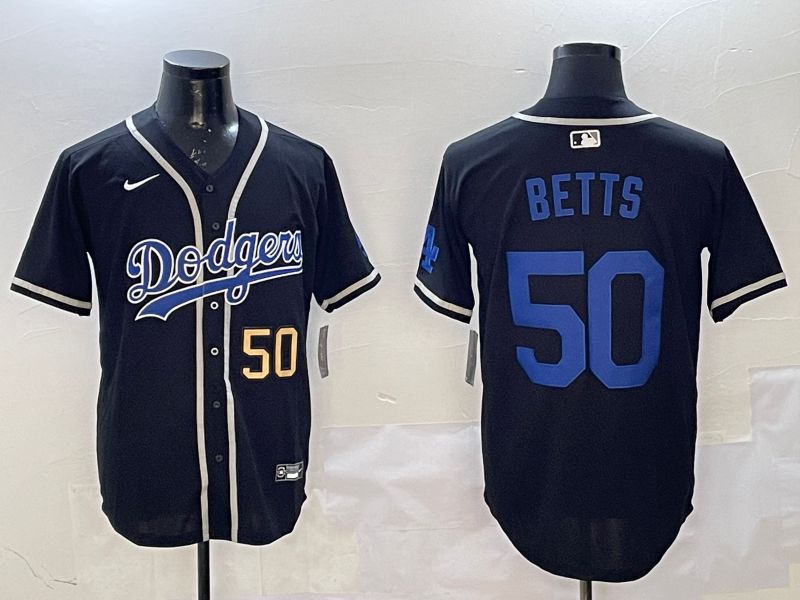 Men Los Angeles Dodgers 50 Betts Black Fashion Game 2025 Nike MLB Jersey style 5